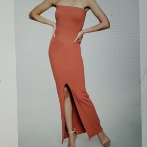COPY - Ribbed  front slit Maxi Dress